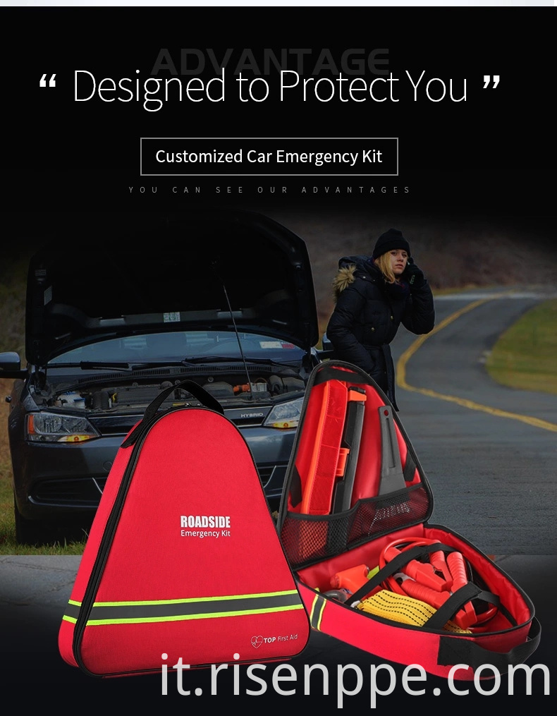 Assistenza stradale Kit di emergenza per auto Kit di pronto soccorso Cavi jumper Cinghia di traino Led Flash Light Cappotto di pioggia Pneumatico Gilet di sicurezza Gilet e accessorio invernale ideale per la tua auto Camion o Suv Jpg Webp Roadside Assistance Emergency Car Kit First Aid Kit Jumper Cables Tow Strap Led Flash Light Rain Coat Tire Pressure Gauge Safety Vest And More Ideal Winter Accessory For Your Car Truck Or Suv Jpg Webp